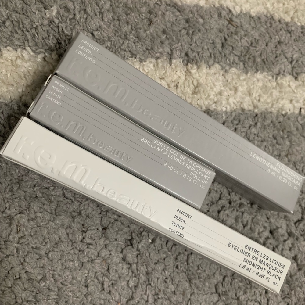 r.e.m beauty Unopened Lengthening Mascara, Eyeliner, Gloss